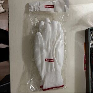 White supreme gloves